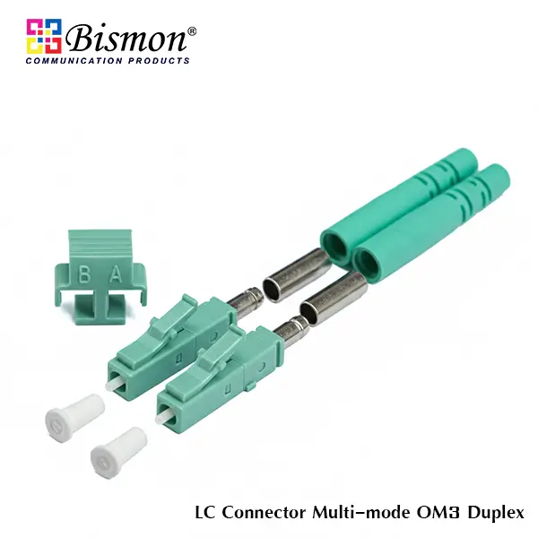 LC/UPC Connector Multi-mode 50/12um OM3, OD:3.0mm, Aqua color Duplex